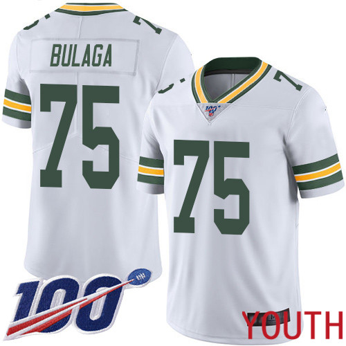 Green Bay Packers Limited White Youth #75 Bulaga Bryan Road Jersey Nike NFL 100th Season Vapor Untouchable->youth nfl jersey->Youth Jersey